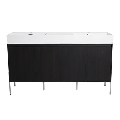 Freestanding Bathroom Vanity With Resin Sink And Storage Cabinet