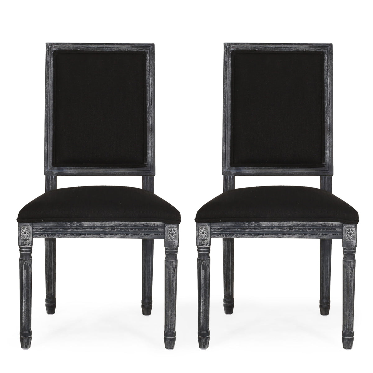 French Country Style Dining Chair With Upholstered Seating And Fluted Legs