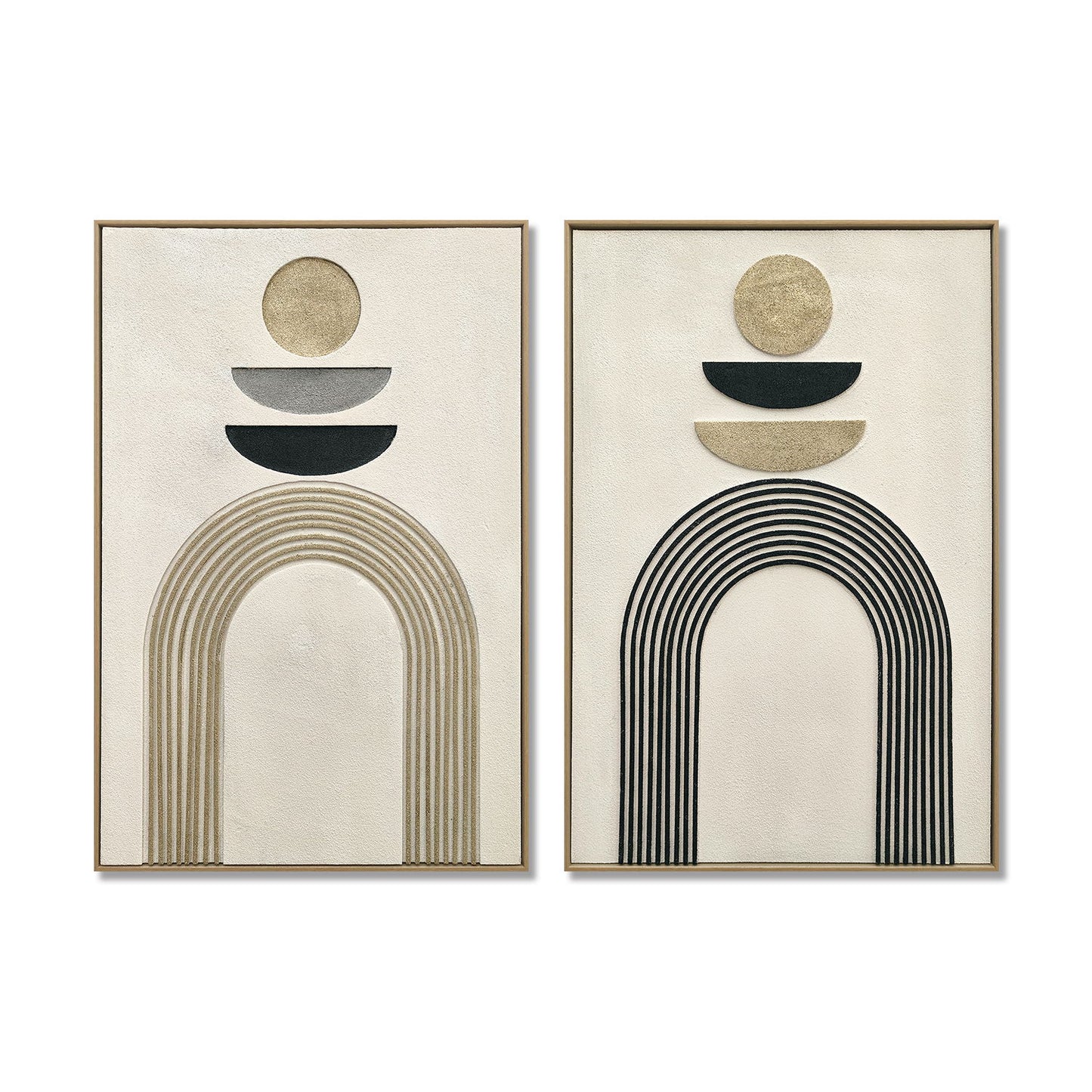 Framed Wall Art, Textured Canvas Painting, Decor For Living Room (Set of 2) - Antique Black