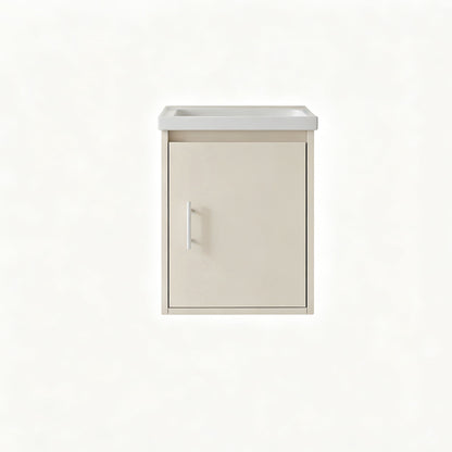 16" Floating Bathroom Vanity Combo, Wall Mounted Cabinet With Sink & Soft Close Doors For Small Bathrooms - Khaki