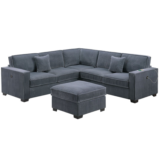 Modern Sectional Set With Cocktail Ottoman