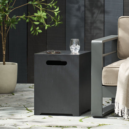 Outdoor Iron Propane Tank Cover Table For Fire Pit, Multi Functional Gas Tank Storage - Dark Gray