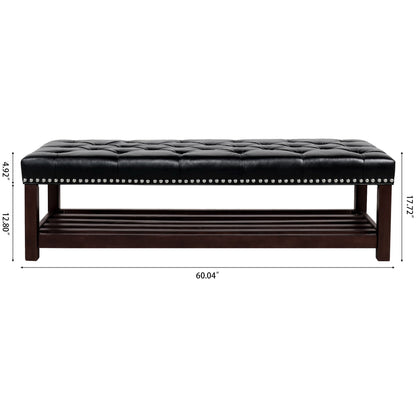 Bedroom End Of Bed Bench Tufted Upholstered End Of Bed Bench End Of Bed Entrance Shoe Bench With Nailhead Trim And Shelf Bedroom Upholstered Bench Living Room Shoe Rack Footstool
