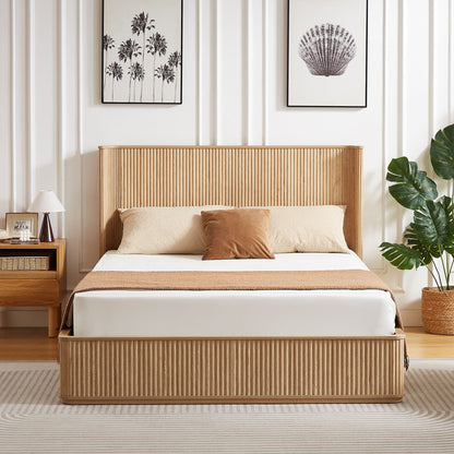Wave Pattern Headboard Platform Bed Frame