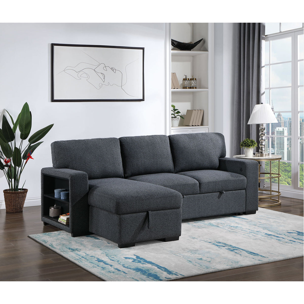 Terrence - Pull Out Sofa Bed - Dark Gray