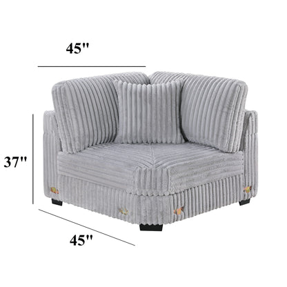 Corner Wedge Chair With Pillow, Living Room Furniture, Soft Upholstered Modular Seating - Gray / Mink