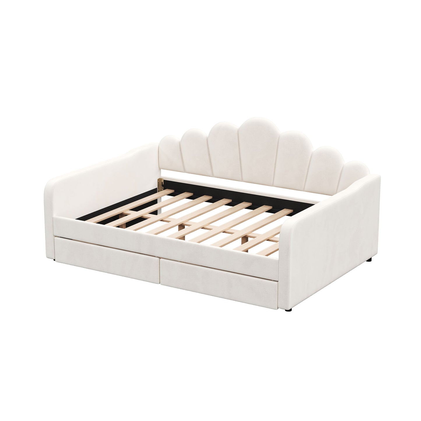 Shell Shaped Upholstered Daybed Frame With Slats