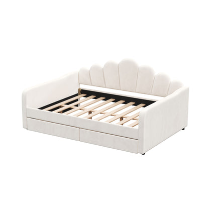 Shell Shaped Upholstered Daybed Frame With Slats