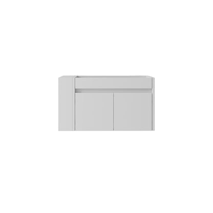 Floating Bathroom Vanity Cabinet, Soft Close Double Drawers, Open Side Storage, Wall Mounted, Cabinet Only