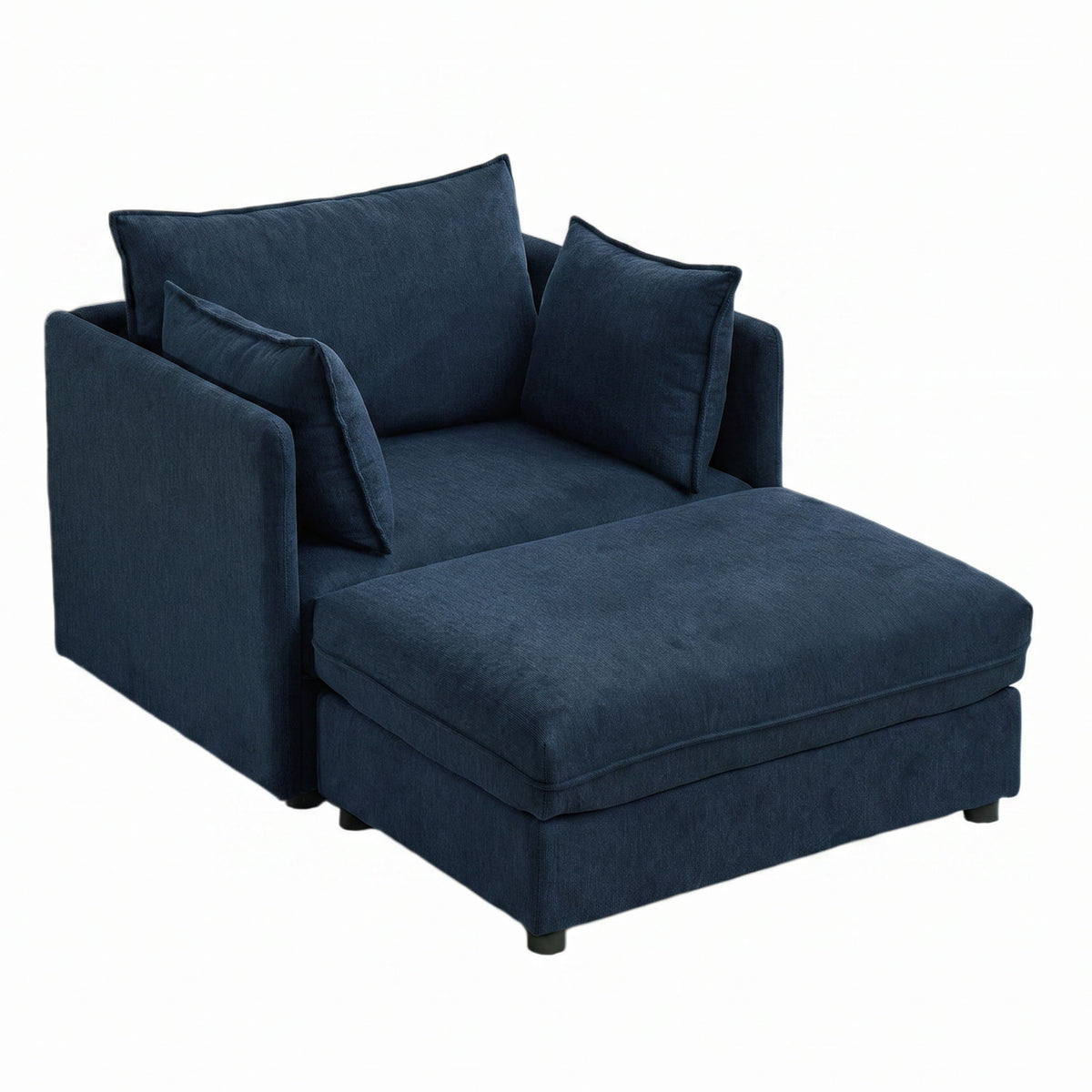 Oversized Deep Seat Accent Chair With Matching Storage Ottoman & Throw Pillows