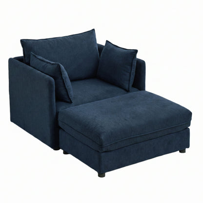 Oversized Deep Seat Accent Chair With Matching Storage Ottoman & Throw Pillows