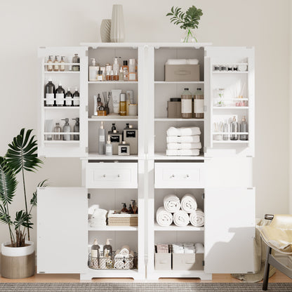 Tall Freestanding Bathroom Storage Cabinet With Adjustable Shelf, 2 Door Design