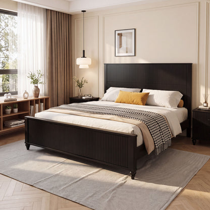 Fluted Platform Bed Frame, No Box Spring Needed