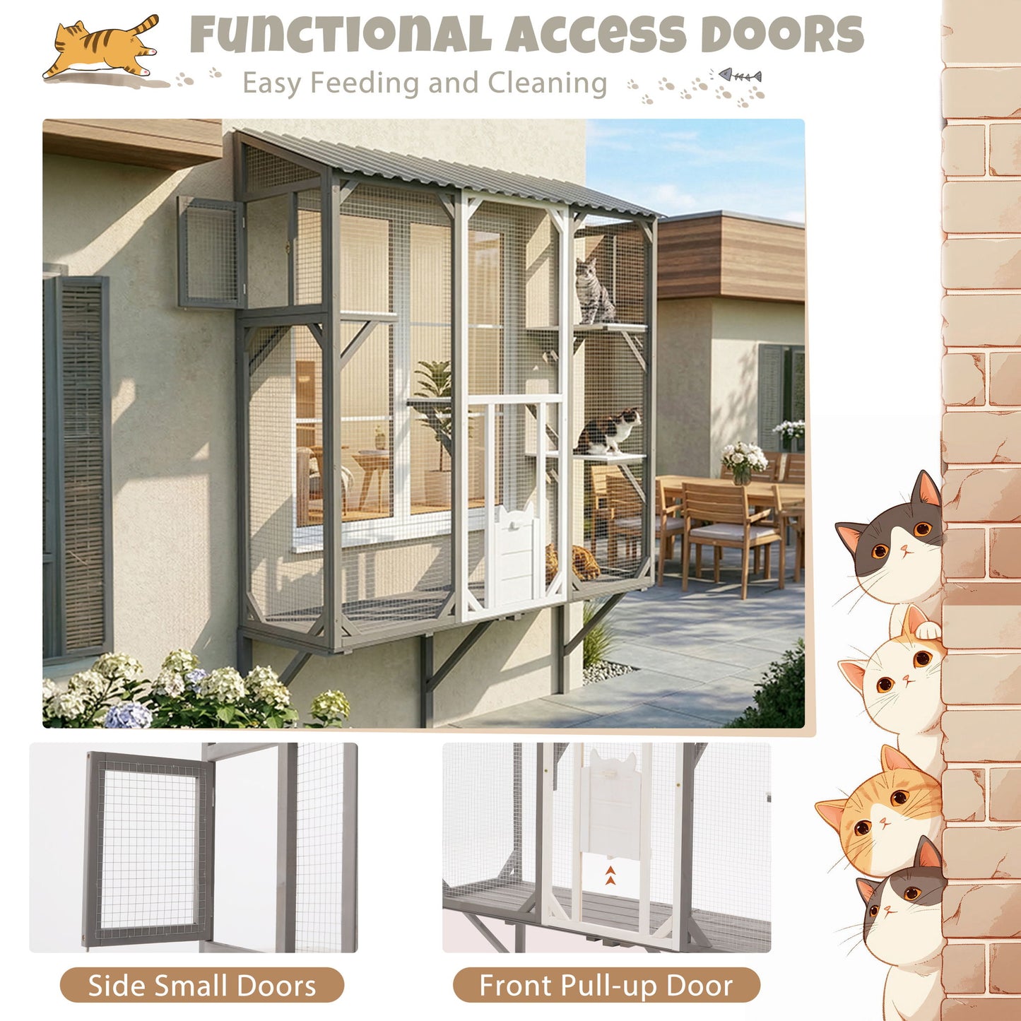 Outdoor Cat Catio With Platforms