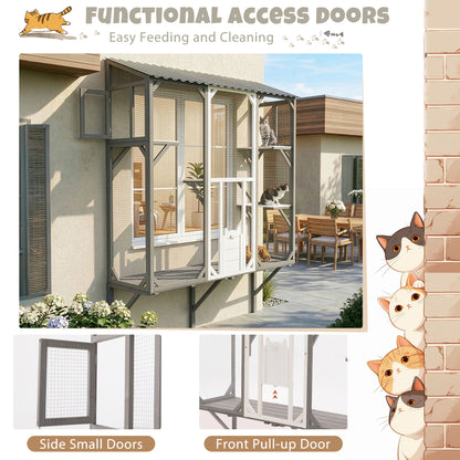 Outdoor Cat Catio With Platforms
