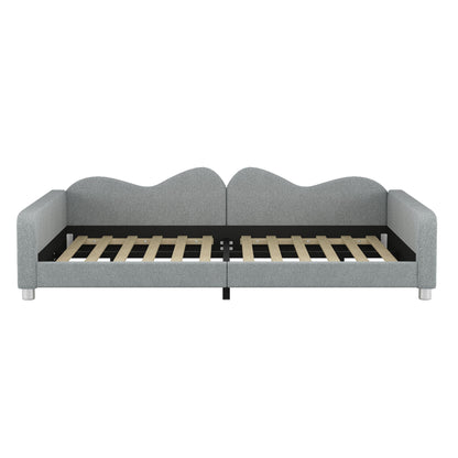 Upholstered Daybed, Sherpa Fabric Sofabed With Cloud-Shaped Backrest