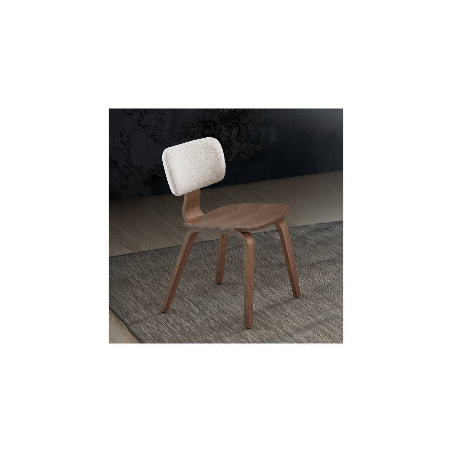 Casson - Boucle 7 Walnut Side Chair (Set of 2) - White / Walnut