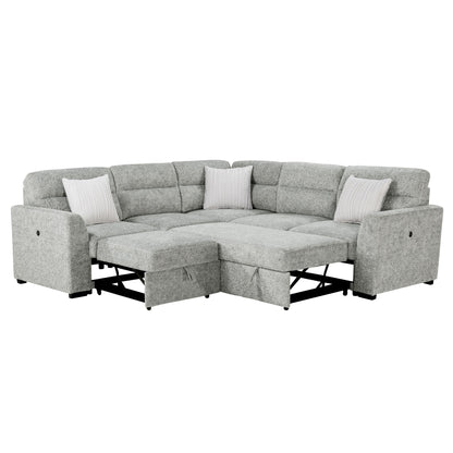 Emiliano - Sectional Sofa With 3 Pillows - Nickel