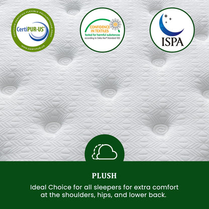 Snooze Mattress Company Glacier - 14" Euro Top Medium Hybrid Mattress With Independently Encased Coils & Gel Memory Foam
