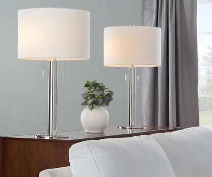 Master - 29" Contemporary Table Lamp (Set of 2) - Polished Nickel / White
