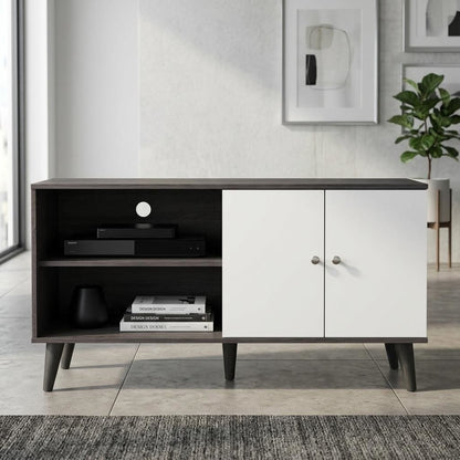 Amidon - TV Stand, With 2 Storage Shelves And 1 Cabinet