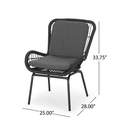 Outdoor Wicker Club Chair With Cushions (Set of 2)