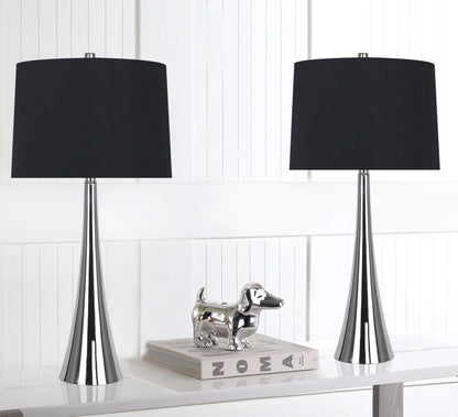 Diana - Contemporary Table Lamp (Set of 2) - Polished Nickel / Black Satin