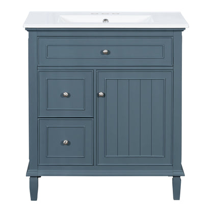 Modern Bathroom Vanity With Sink, Adjustable Shelf, Flip Drawer & 2 Drawers