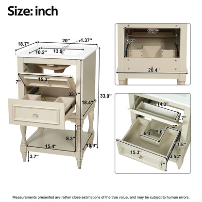 Retro Design Bathroom Vanity With Sink, 2 Drawer Storage Cabinet