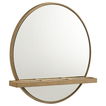 Benson - Round Vanity Wall Mirror With Shelf - Sand
