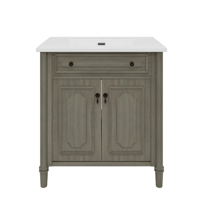 Vintage Bathroom Vanity With Sink, Rustic Cabinet With Soft Close Doors