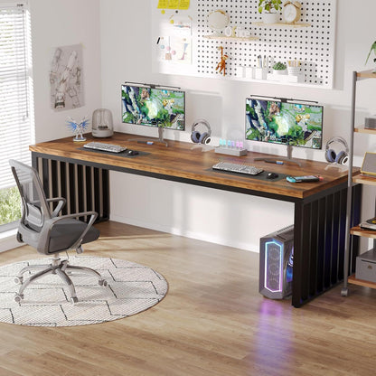 Double Computer Desk For 2 Person, Extra Long Workstation