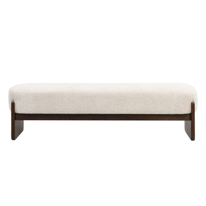 Ottoman With Upholstery, Rectangular Design - Beige / Brown