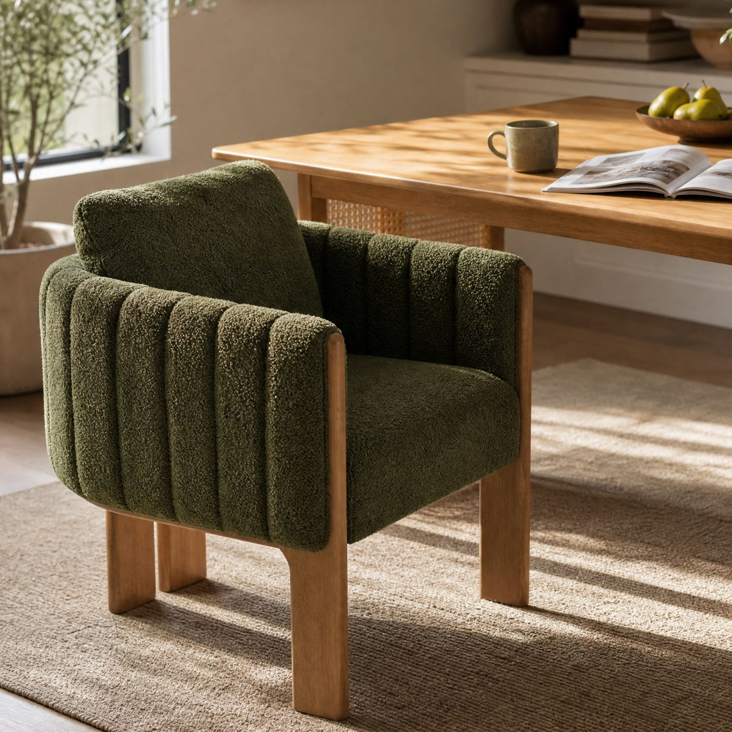 Upholstered Dining Chair With Vertical Channel Tufting