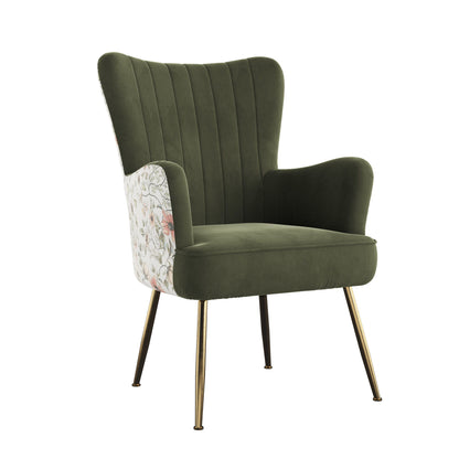 Accent Chair With Unique Print Fabric - Green