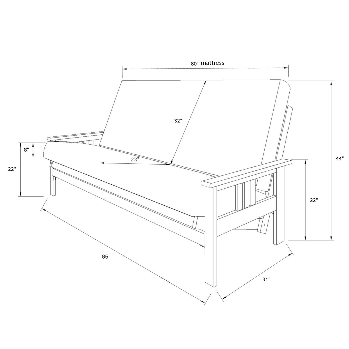 Westwood - Queen Size Futon Frame Sofa