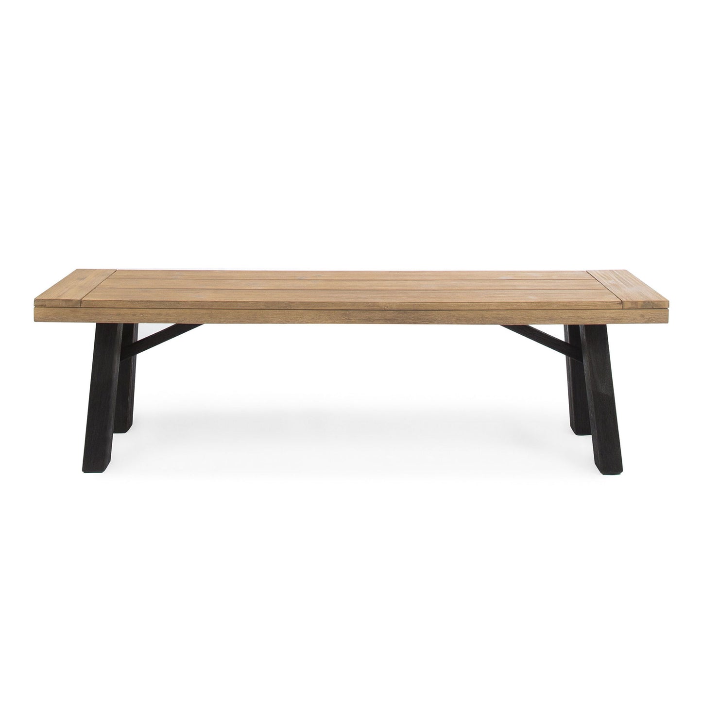 Outdoor Bench With Slat Panel Design And Acacia Wood Frame
