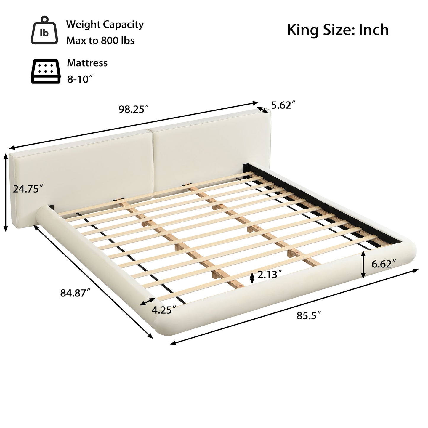 Low Profile Platform Bed With Rounded Edges