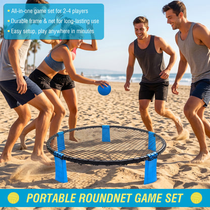 Outdoor Roundnet Game Set With 2 Balls, Sturdy Net And Carry Bag