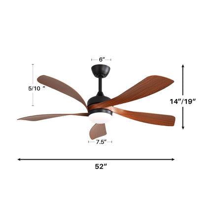 52" Indoor Ceiling Fan With 3 Color Dimmable LED Light Blades, Reversible DC Motor, Remote Control