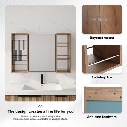 41.3" Wall Mounted Bathroom Cabinet With Storage - Imitative Oak