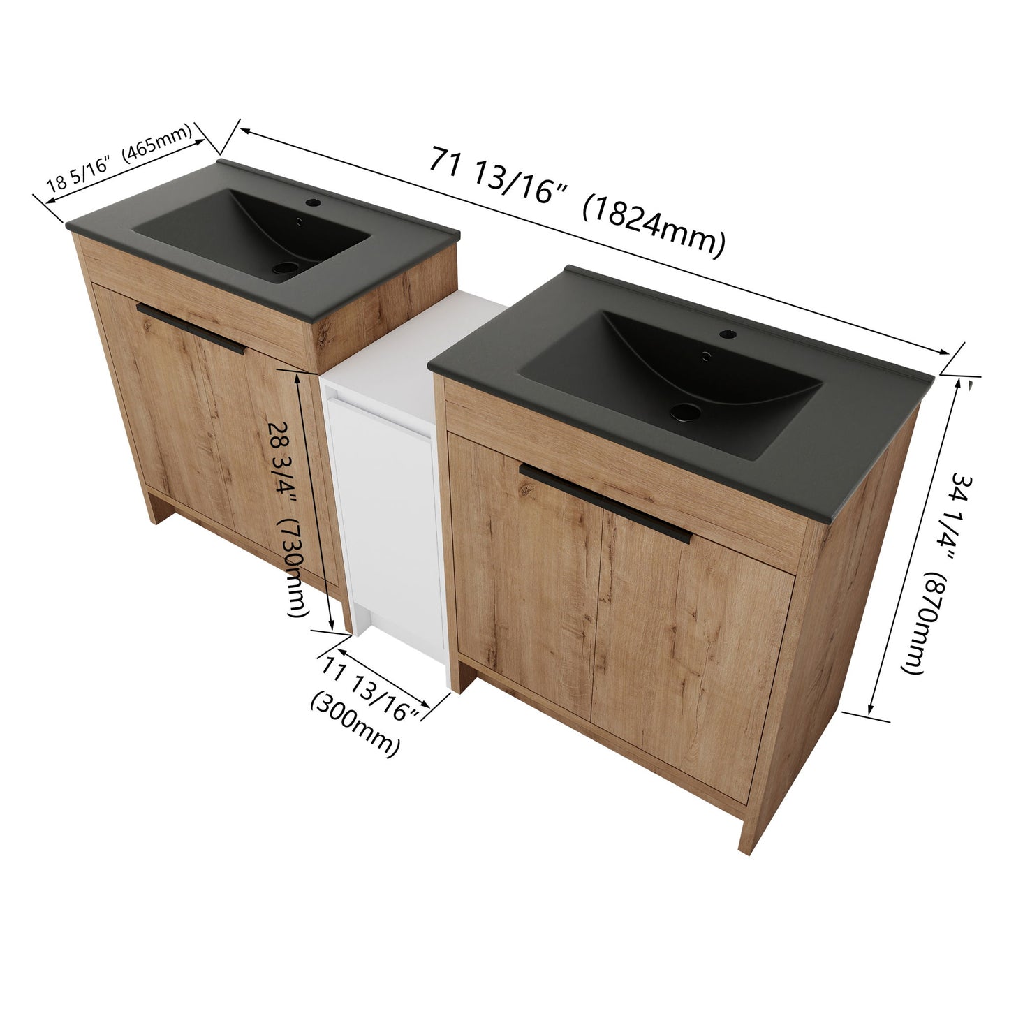 Freestanding Bathroom Vanity With Sink, Storage Cabinets, Soft Closing Doors
