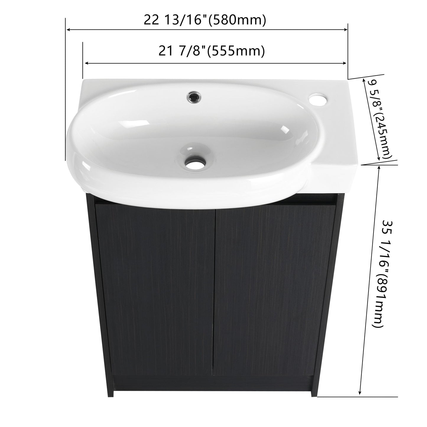 Freestanding Bathroom Vanity & Sink, Soft Close Doors