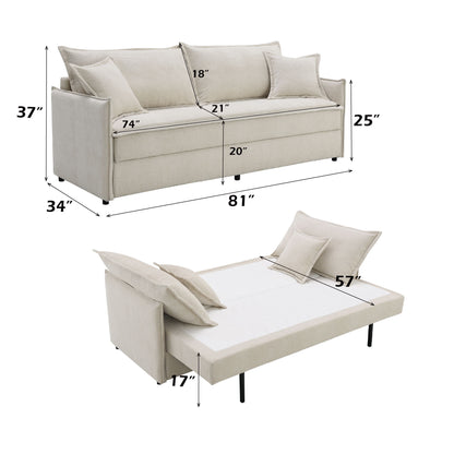 Elisea - Sleeper Sectional Sofa With 2 Toss Pillows - Beige