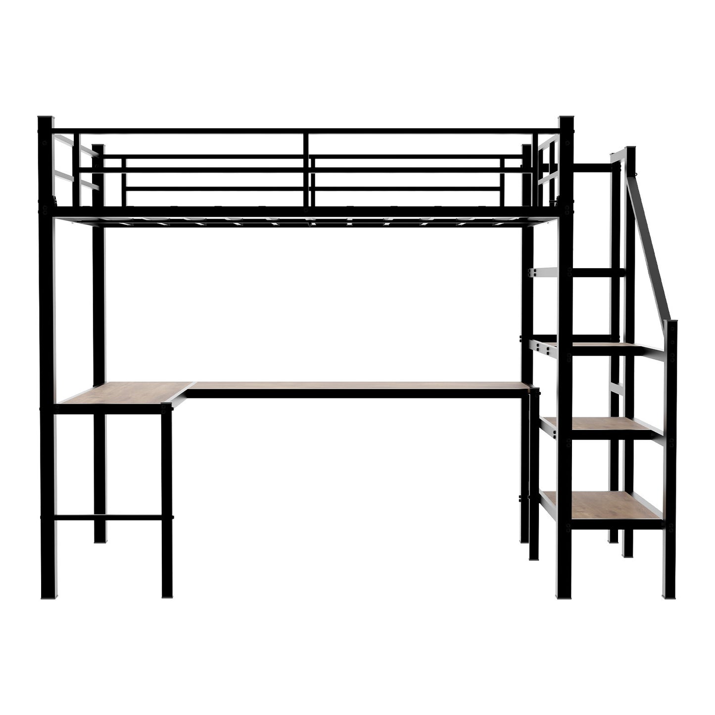 Loft Bed & L-Shaped Desk, Large Storage Space