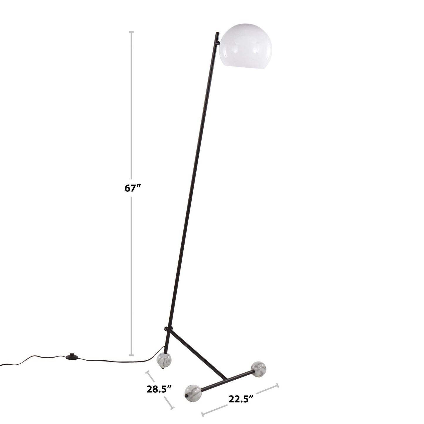 Eileen - Contemporary Floor Lamp - Nickel / White