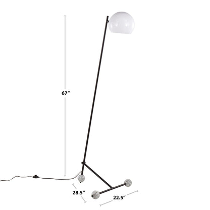 Eileen - Contemporary Floor Lamp - Nickel / White