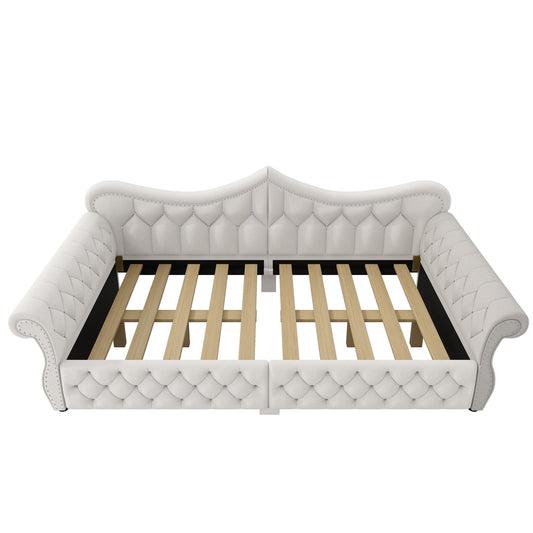 Upholstered Daybed With LED Lighting And Nailhead Trim