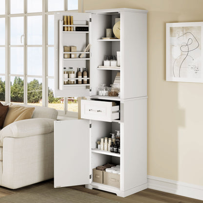 Tall Freestanding Bathroom Storage Cabinet With Adjustable Shelf, 2 Door Design
