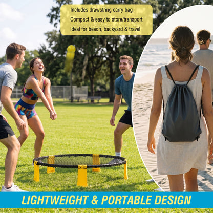 Outdoor Roundnet Game Set With 2 Balls, Sturdy Net And Carry Bag